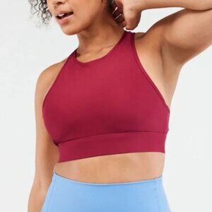 Fabletics Ella High Neck Sports Bra II Dark Cherry Red Size Medium